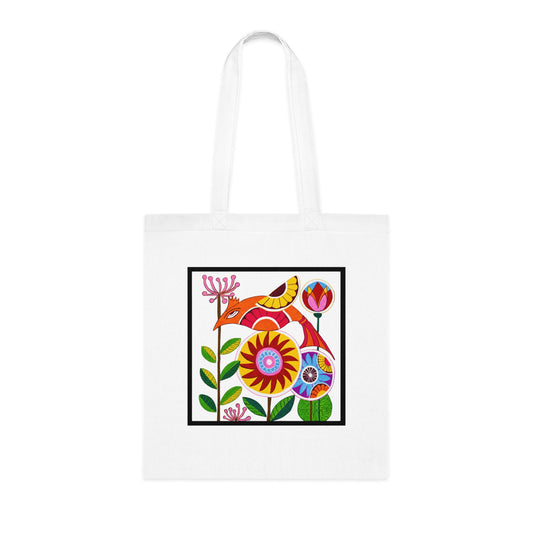 Folk Bird Cotton Tote Bag – Art Print