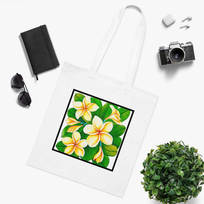 Plumeria Cotton Tote Bag – Art Print