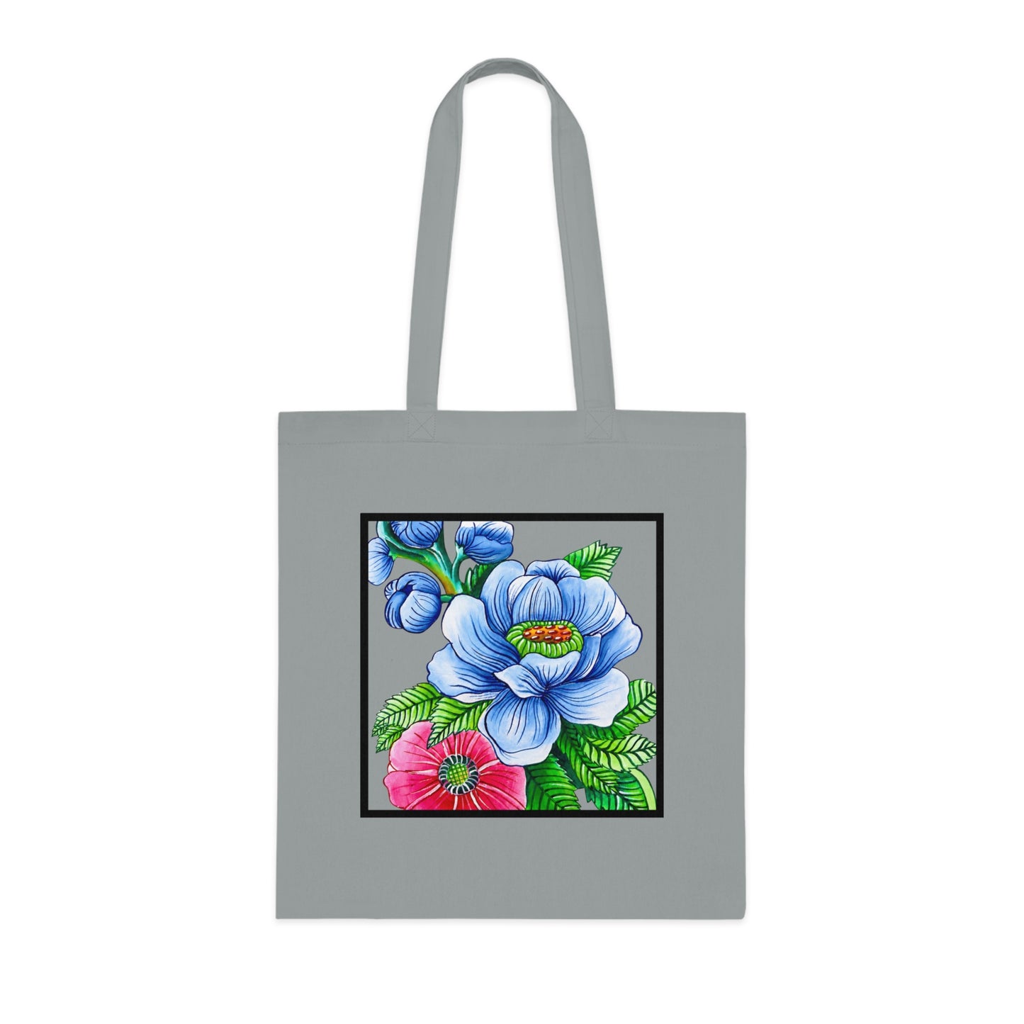 Blue Poppy Cotton Tote Bag – Art Print