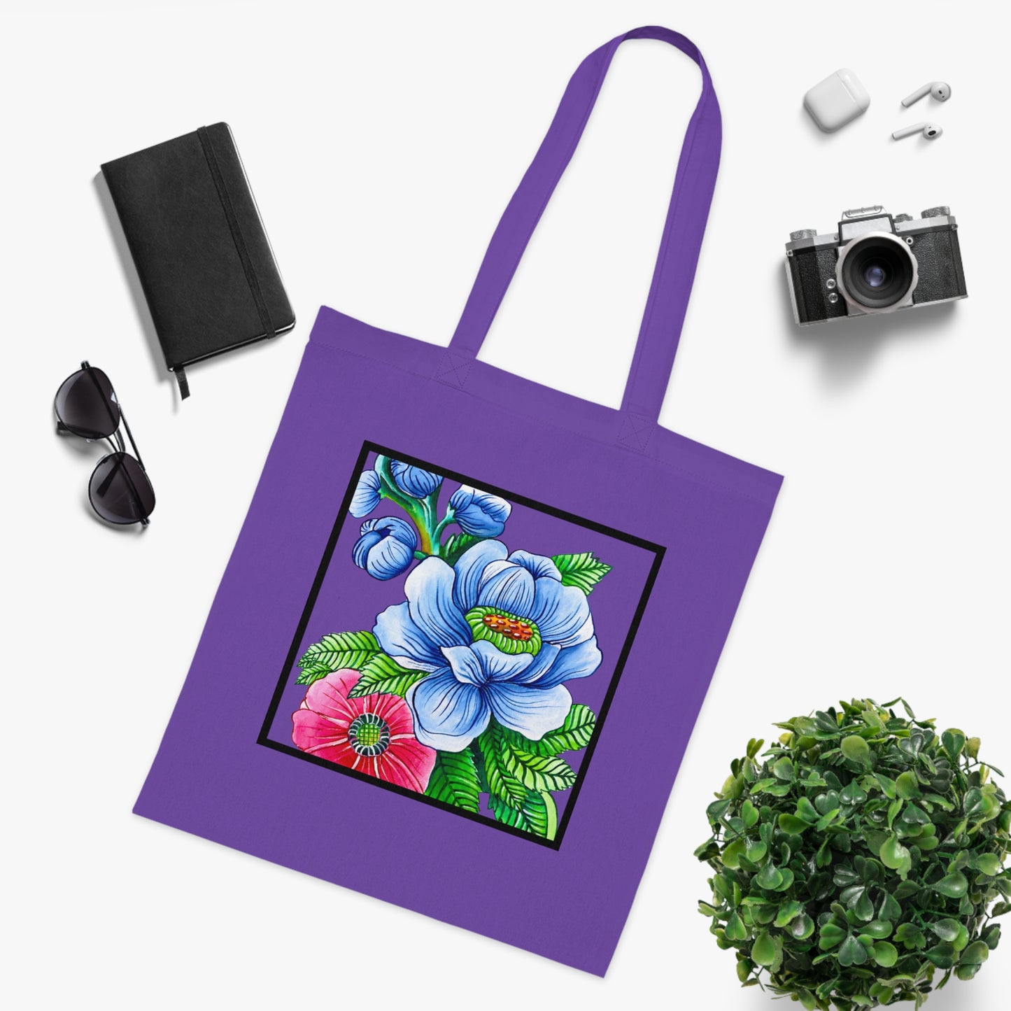 Blue Poppy Cotton Tote Bag – Art Print