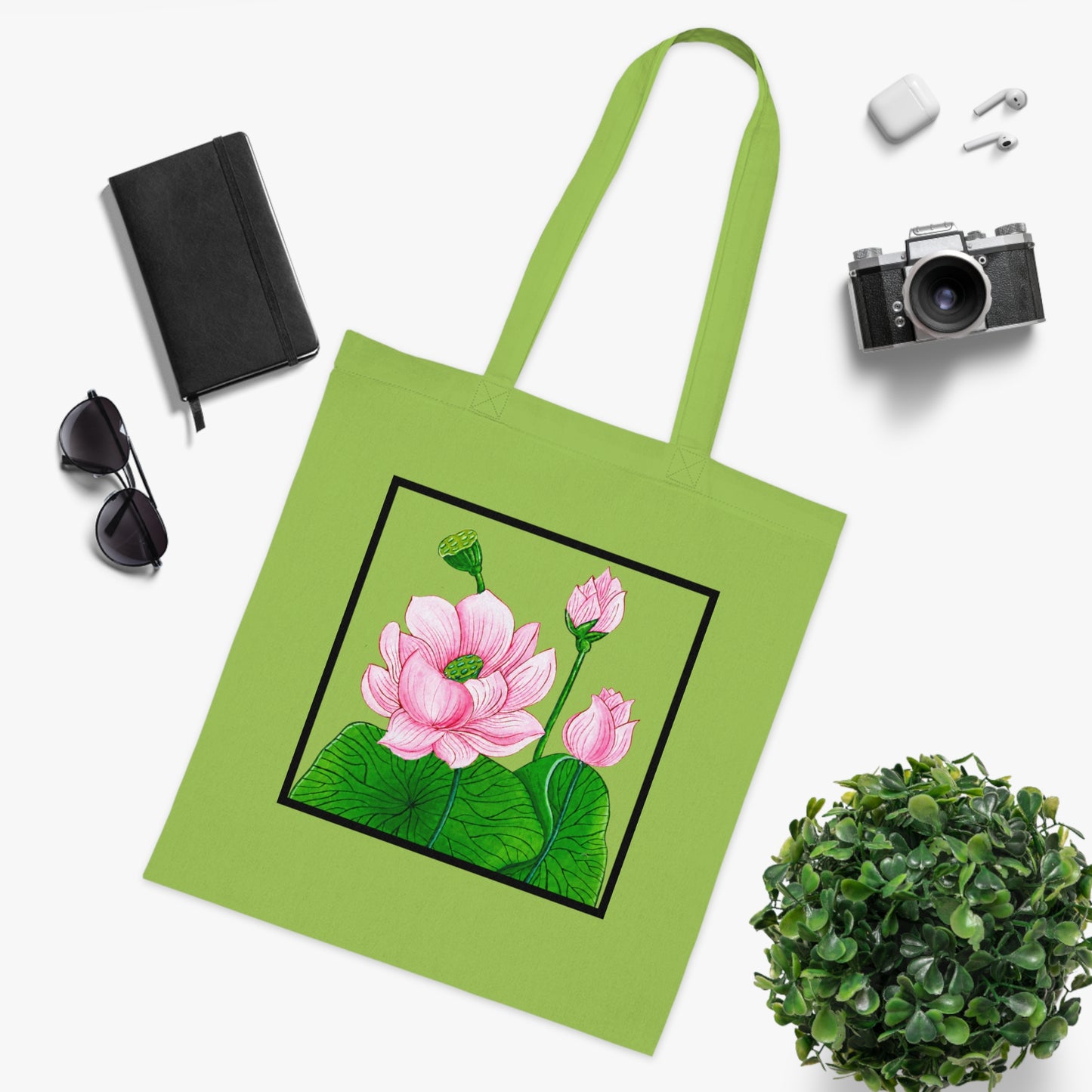 Lotus Cotton Tote Bag – Art Print
