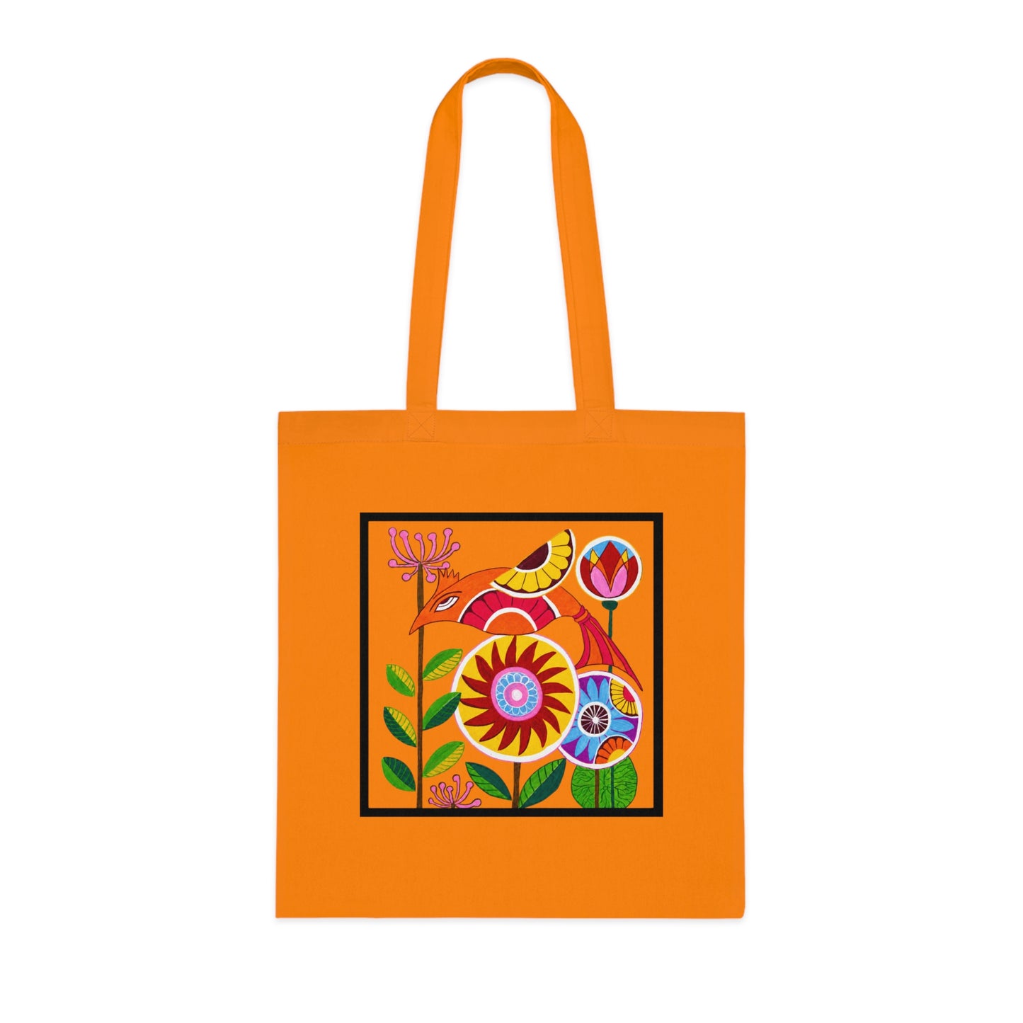 Folk Bird Cotton Tote Bag – Art Print