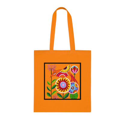 Folk Bird Cotton Tote Bag – Art Print