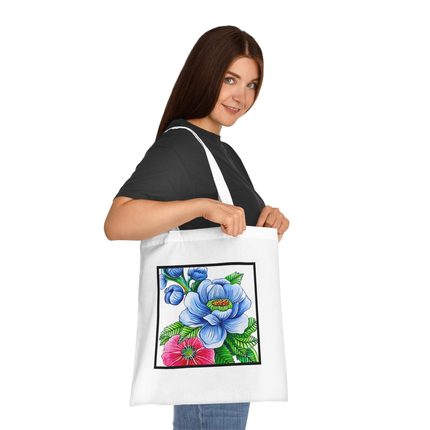 Blue Poppy Cotton Tote Bag – Art Print