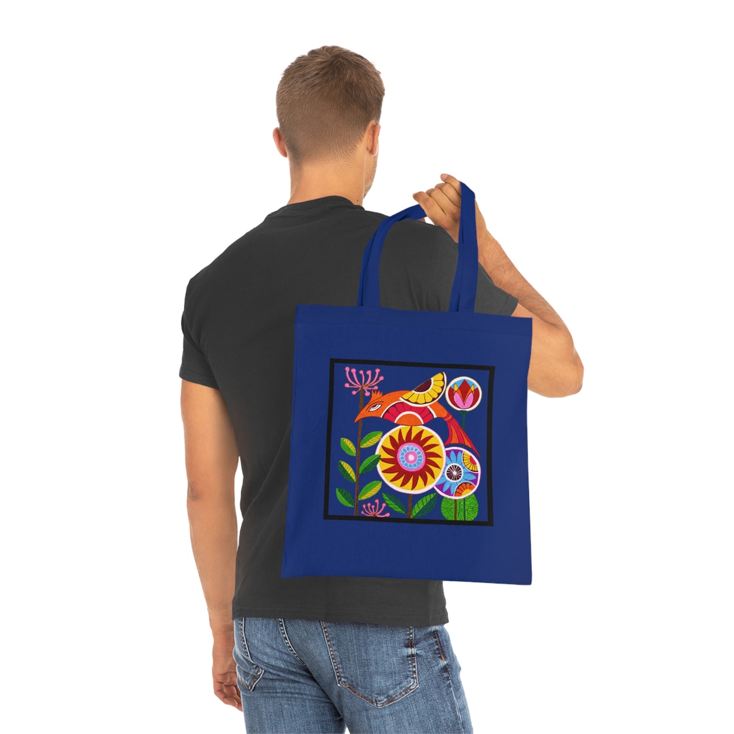 Folk Bird Cotton Tote Bag – Art Print