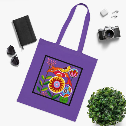 Folk Bird Cotton Tote Bag – Art Print