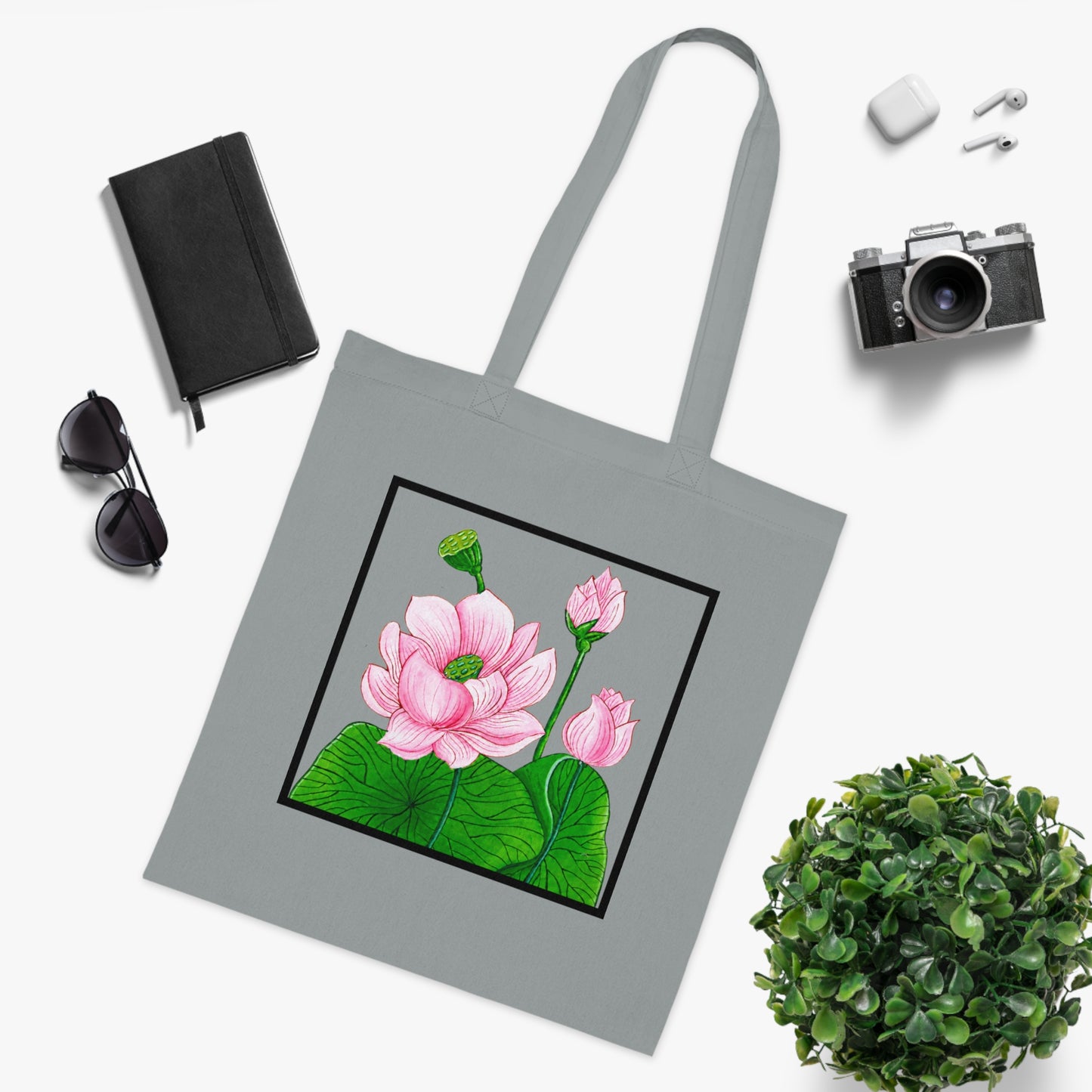 Lotus Cotton Tote Bag – Art Print
