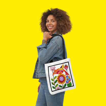 Folk Bird Canvas Tote Bag – Premium Art Print