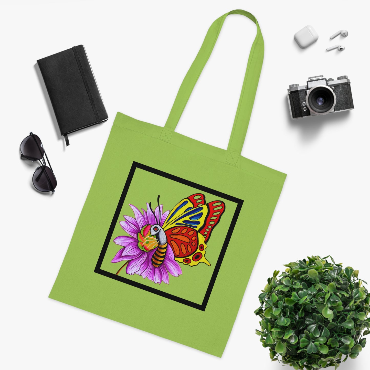 Butterfly Cotton Tote Bag – Art Print
