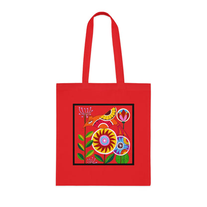 Folk Bird Cotton Tote Bag – Art Print