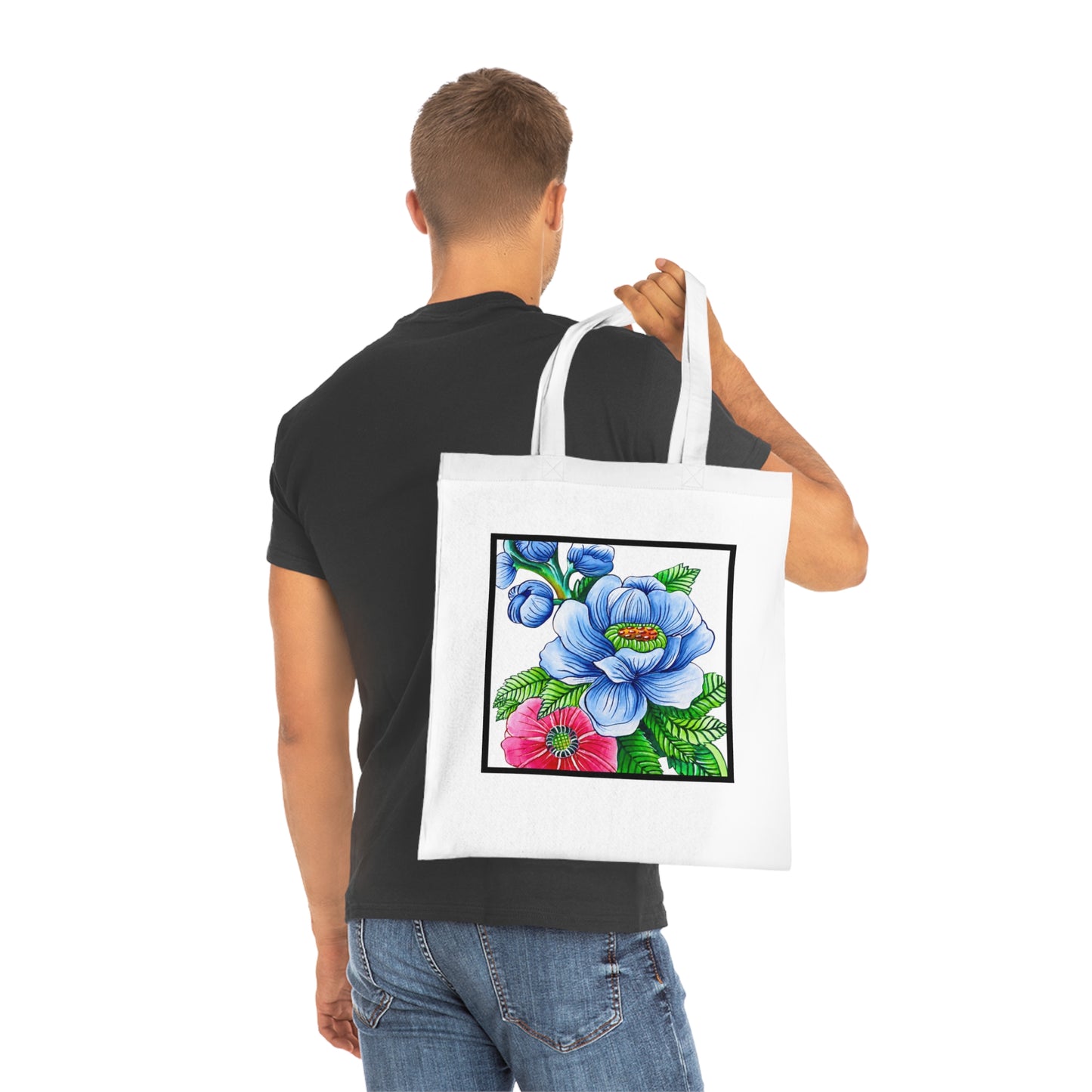 Blue Poppy Cotton Tote Bag – Art Print