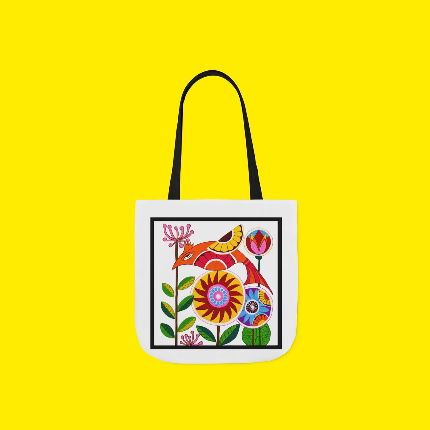 Folk Bird Canvas Tote Bag – Premium Art Print
