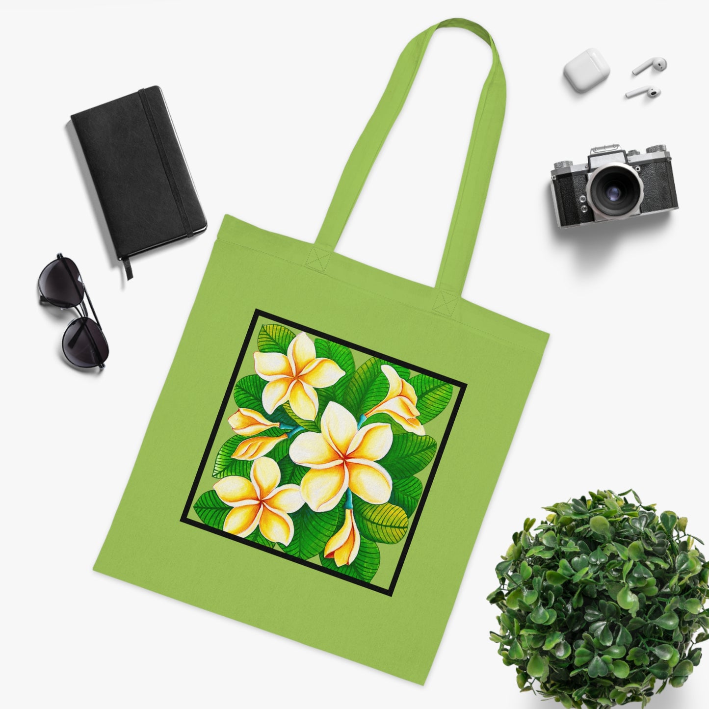 Plumeria Cotton Tote Bag – Art Print