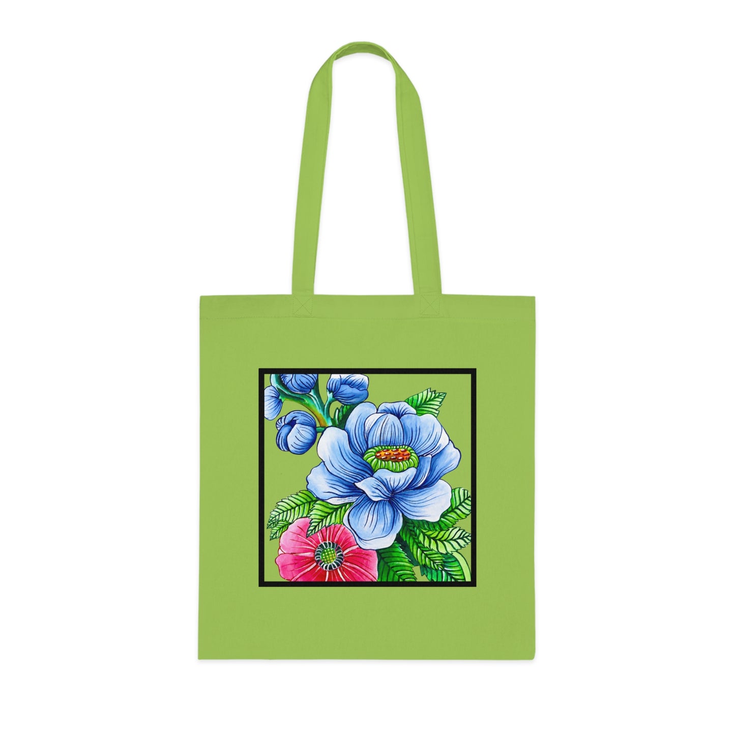 Blue Poppy Cotton Tote Bag – Art Print