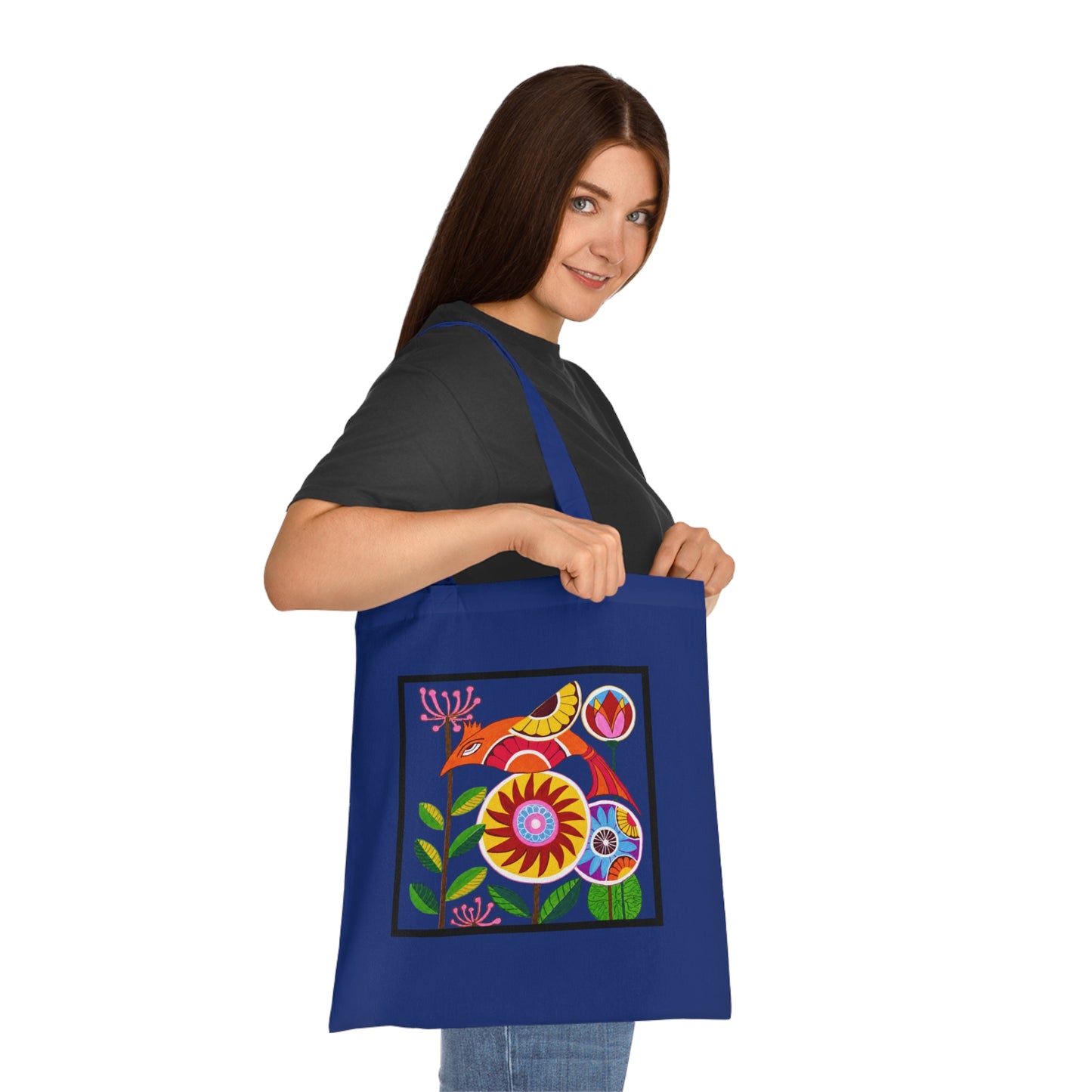Folk Bird Cotton Tote Bag – Art Print