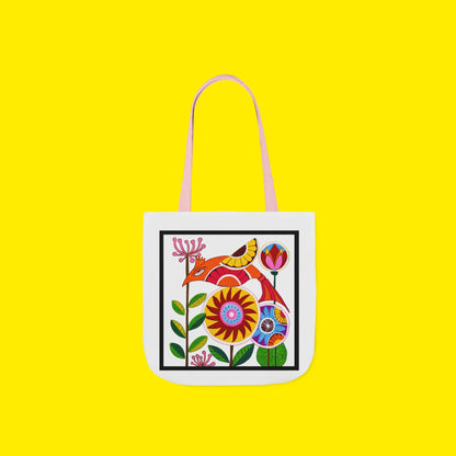 Folk Bird Canvas Tote Bag – Premium Art Print
