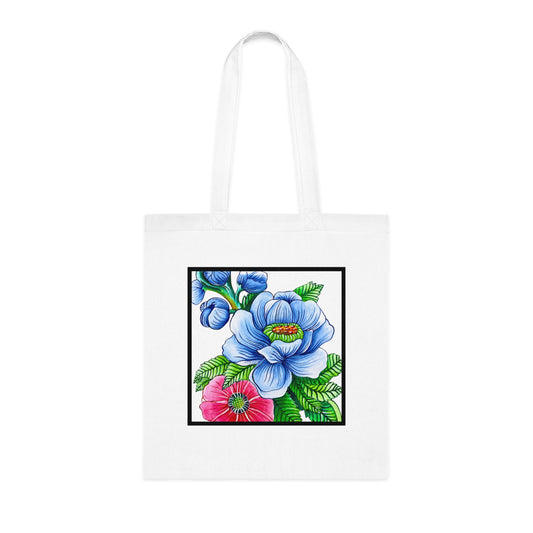 Blue Poppy Cotton Tote Bag – Art Print
