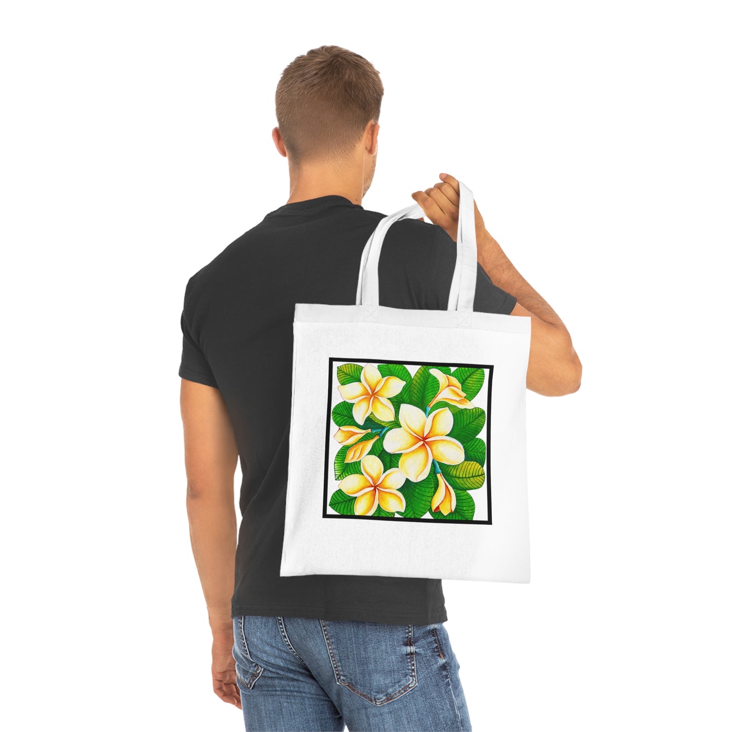 Plumeria Cotton Tote Bag – Art Print