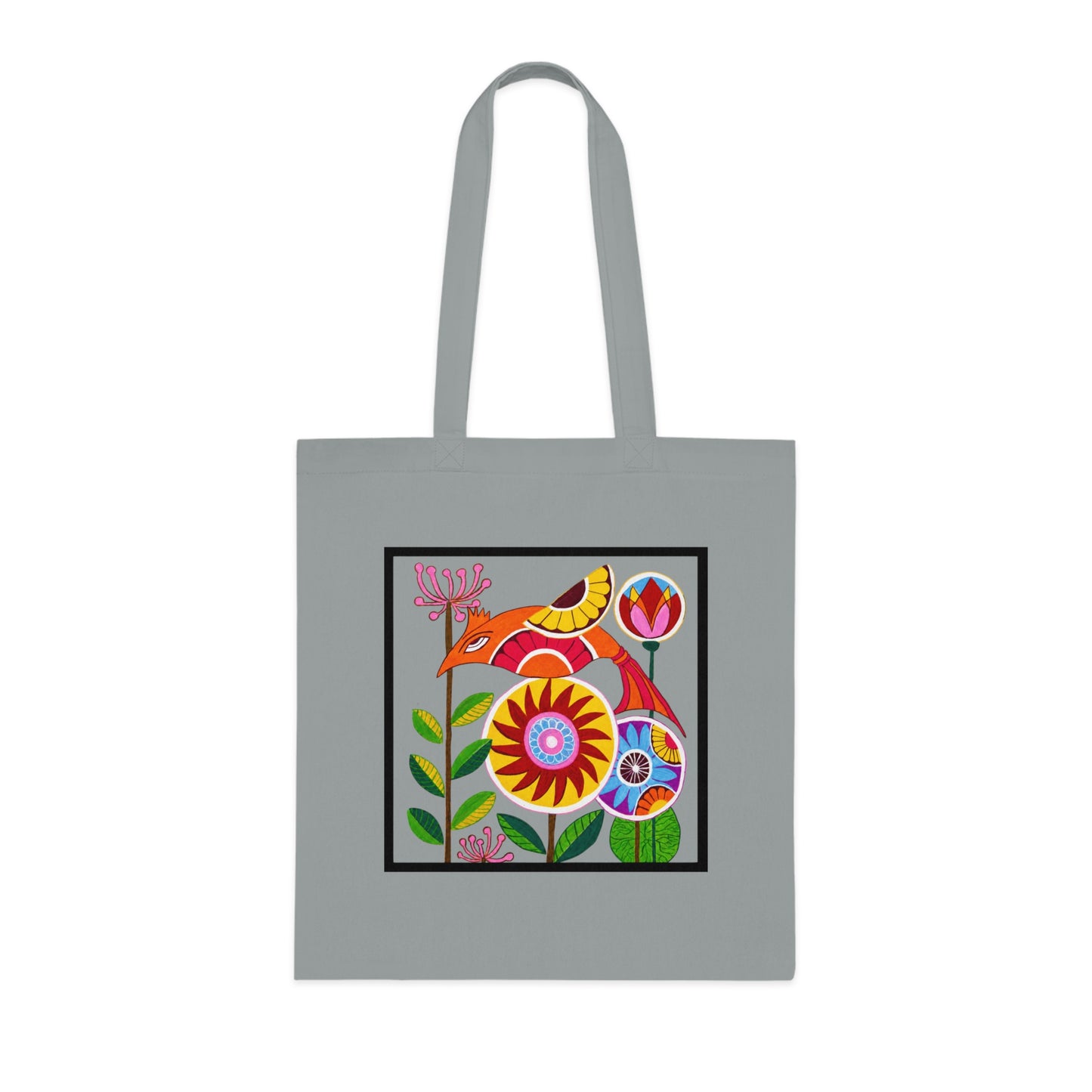Folk Bird Cotton Tote Bag – Art Print