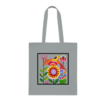 Folk Bird Cotton Tote Bag – Art Print