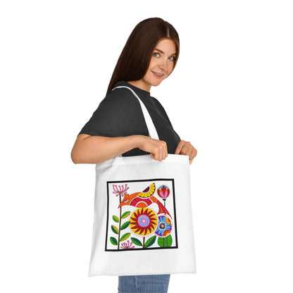 Folk Bird Cotton Tote Bag – Art Print