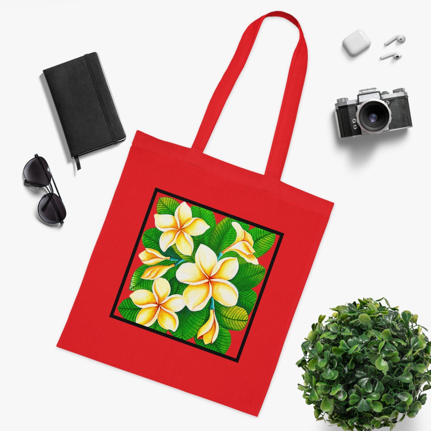 Plumeria Cotton Tote Bag – Art Print