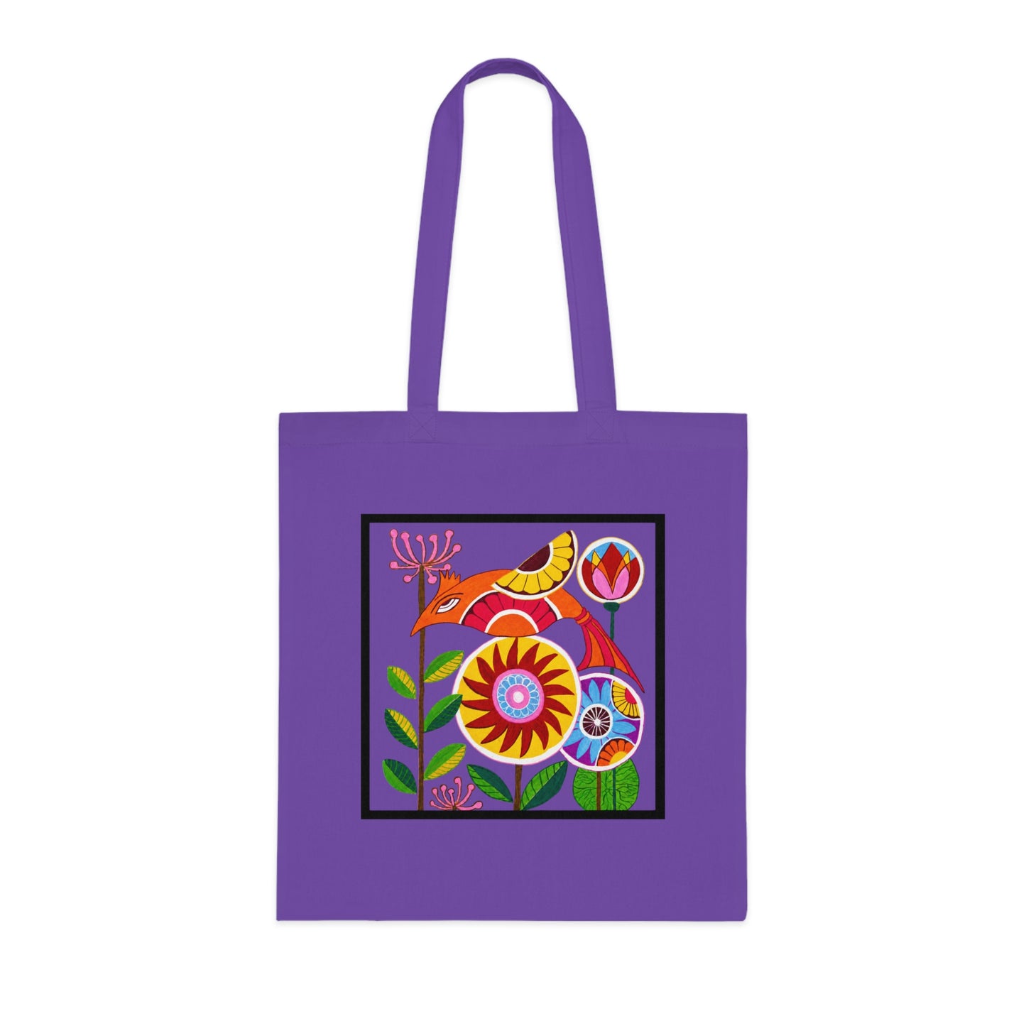 Folk Bird Cotton Tote Bag – Art Print