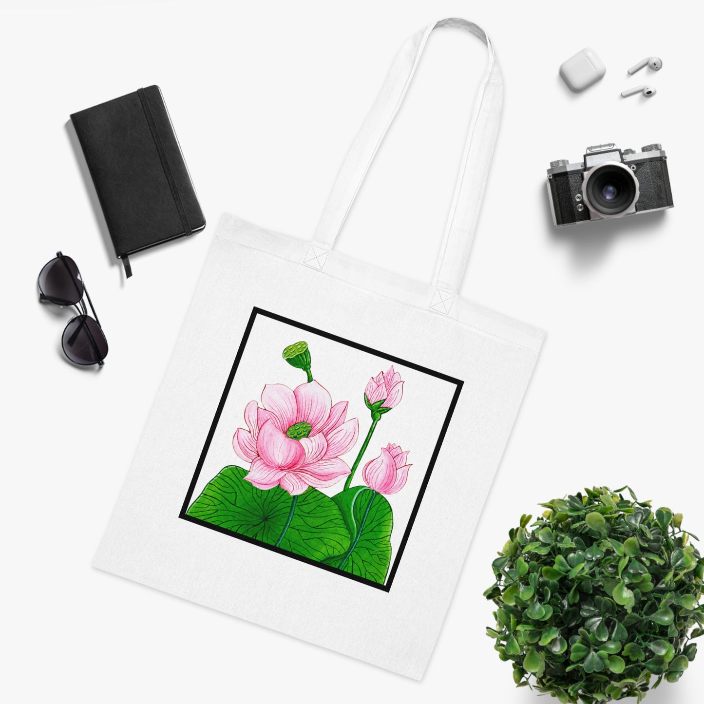 Lotus Cotton Tote Bag – Art Print