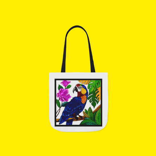 Macaw Tote Bag – Printed and Hand-Painted Art Tote