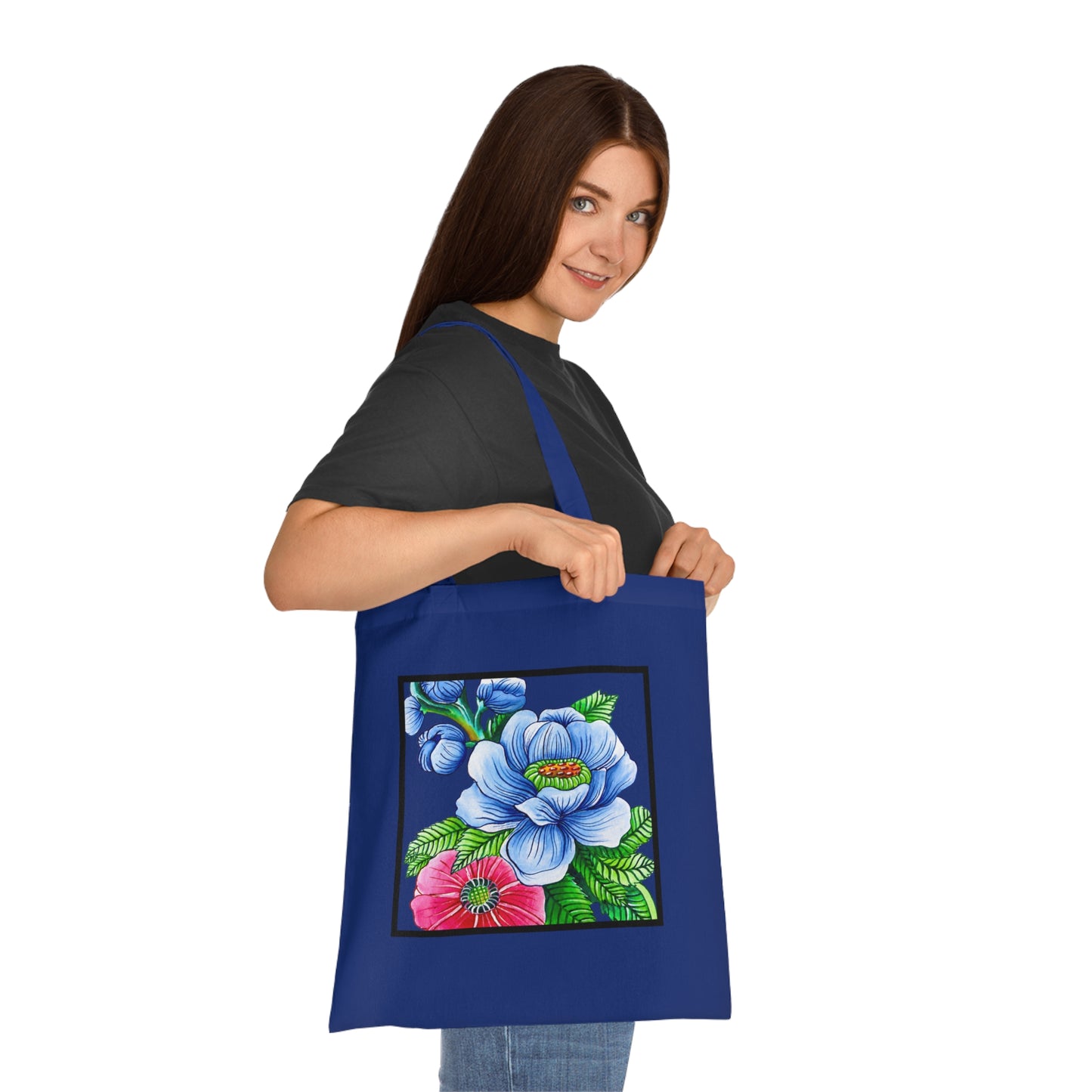 Blue Poppy Cotton Tote Bag – Art Print