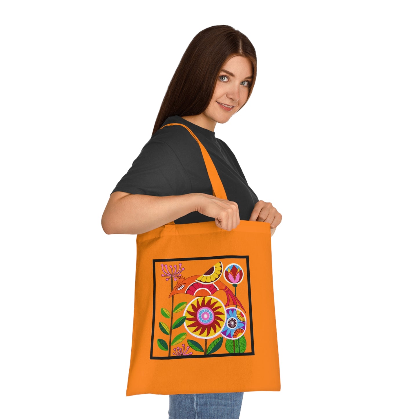 Folk Bird Cotton Tote Bag – Art Print