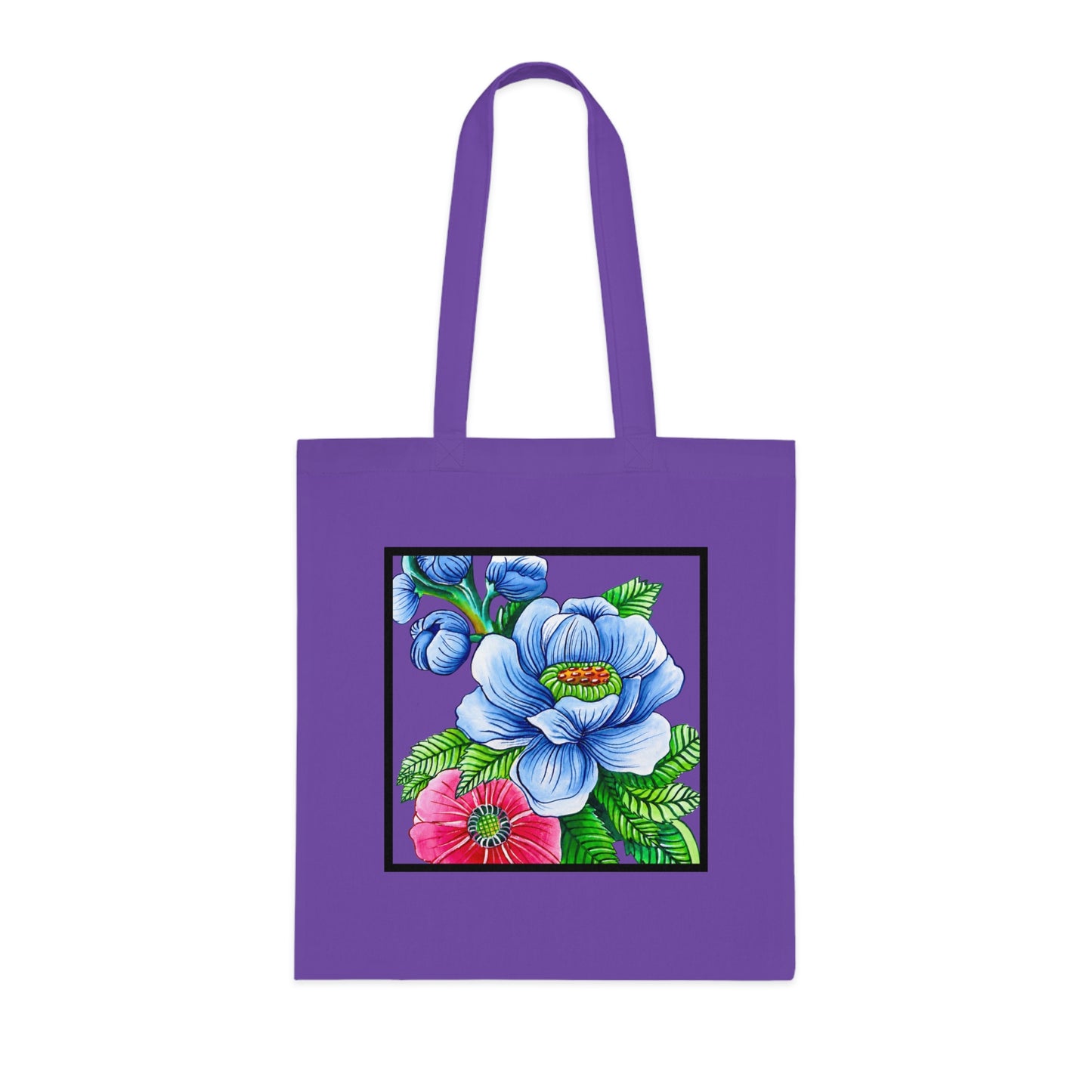 Blue Poppy Cotton Tote Bag – Art Print