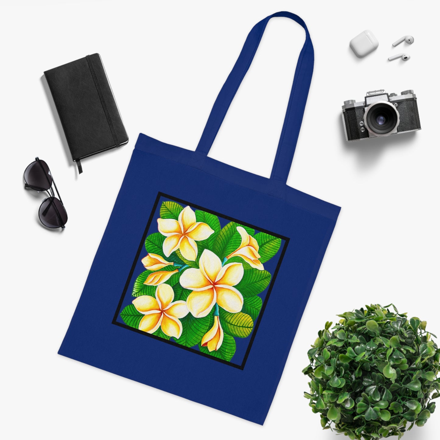 Plumeria Cotton Tote Bag – Art Print