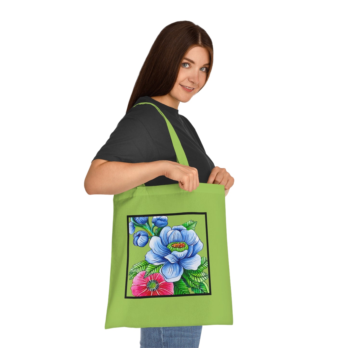 Blue Poppy Cotton Tote Bag – Art Print