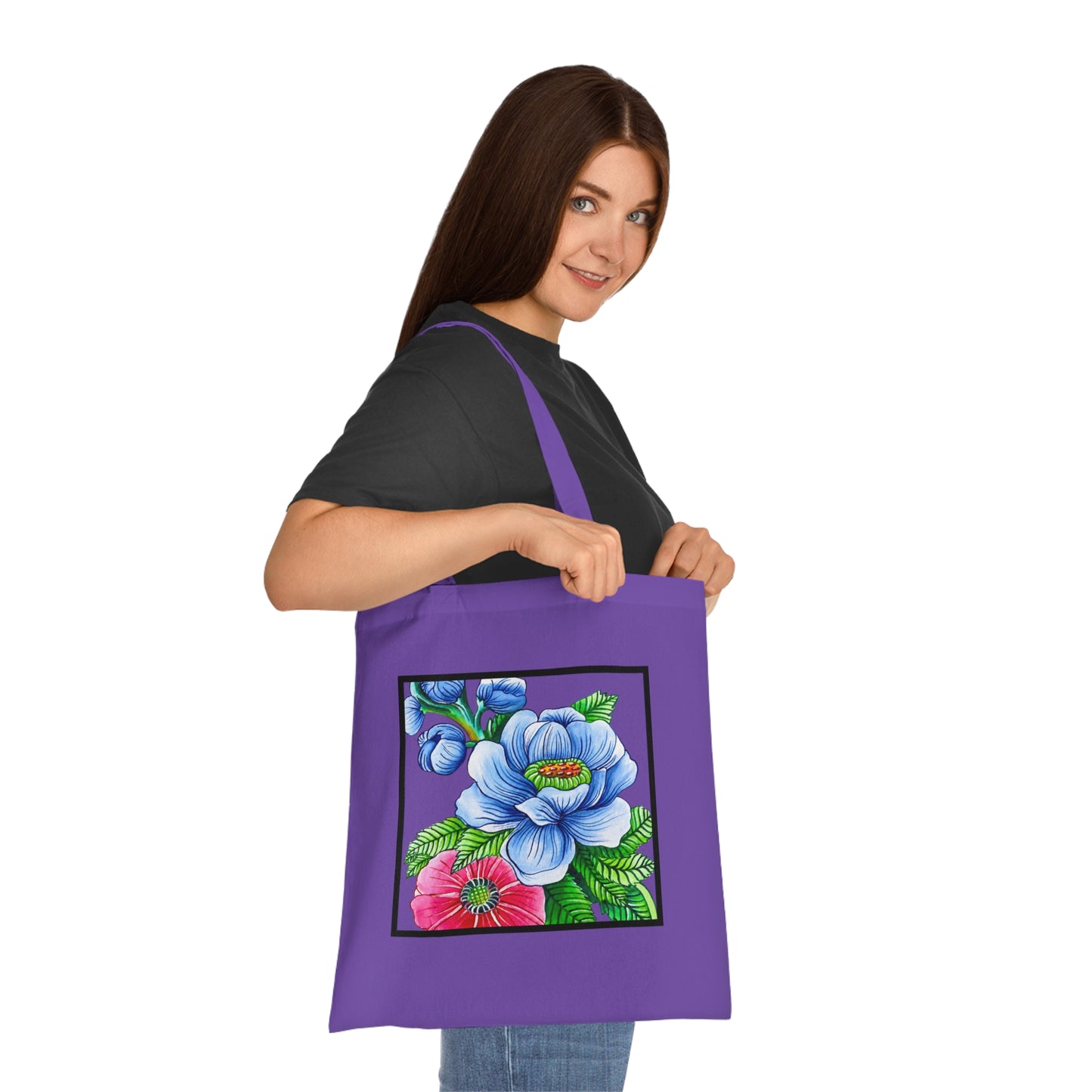 Blue Poppy Cotton Tote Bag – Art Print