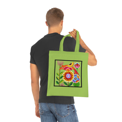 Folk Bird Cotton Tote Bag – Art Print