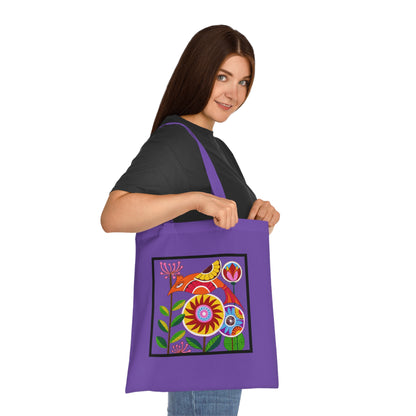 Folk Bird Cotton Tote Bag – Art Print