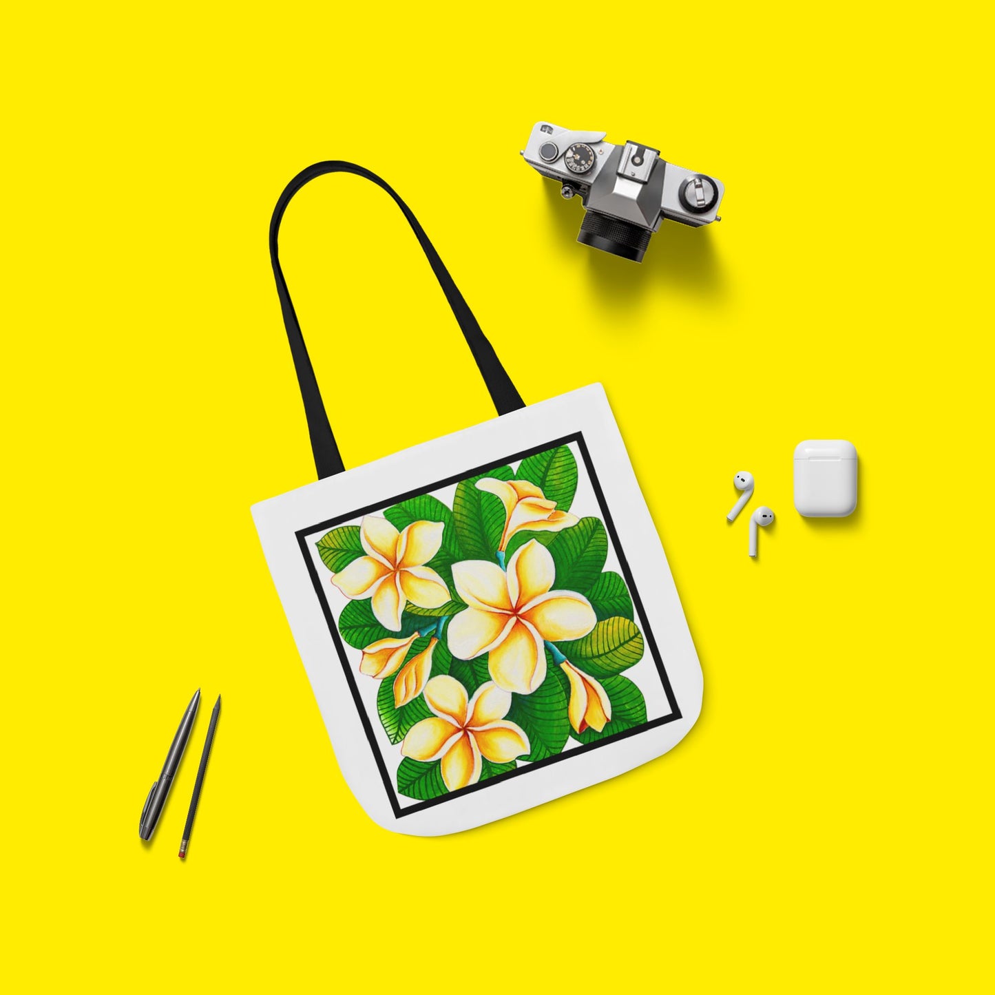 Plumeria Canvas Tote Bag – Premium Art Print
