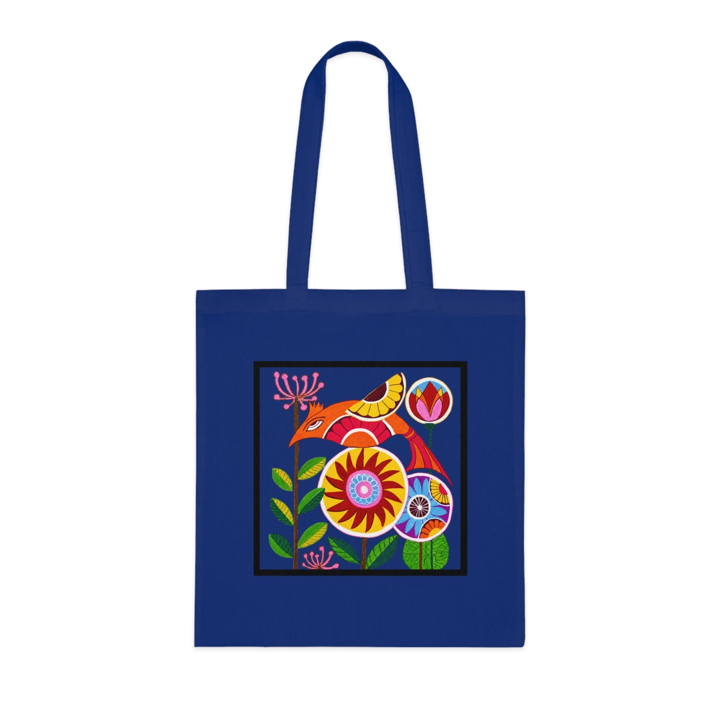 Folk Bird Cotton Tote Bag – Art Print