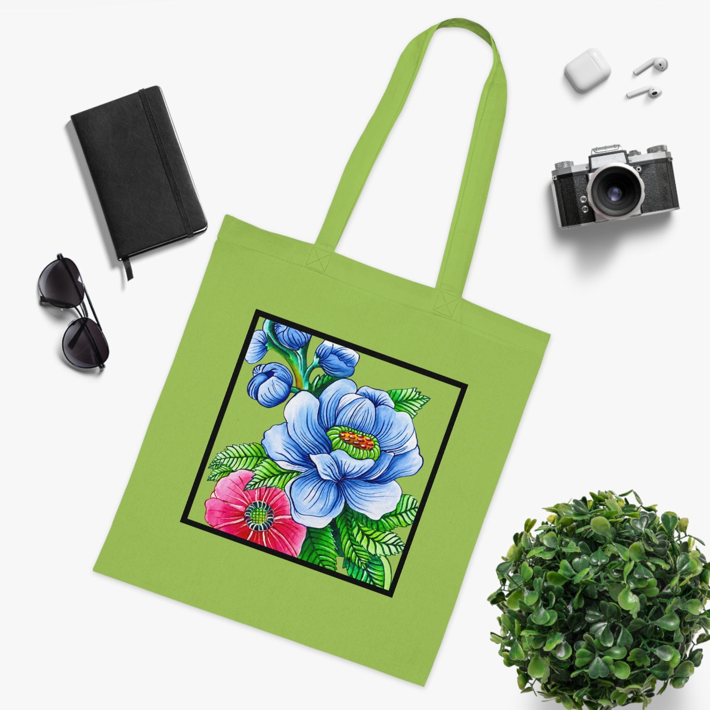 Blue Poppy Cotton Tote Bag – Art Print