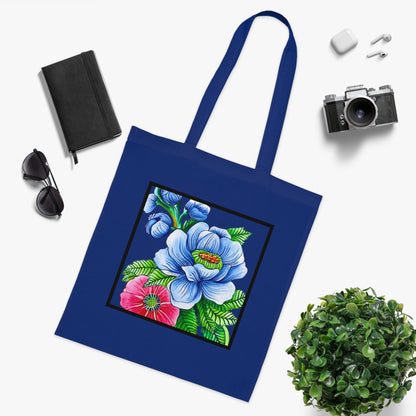 Blue Poppy Cotton Tote Bag – Art Print