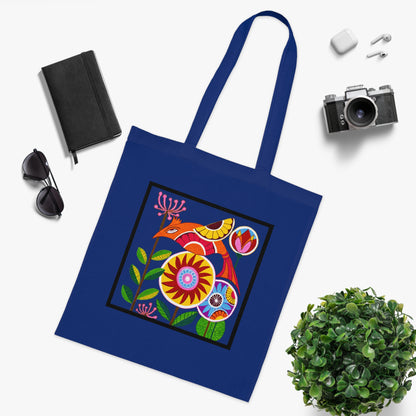 Folk Bird Cotton Tote Bag – Art Print