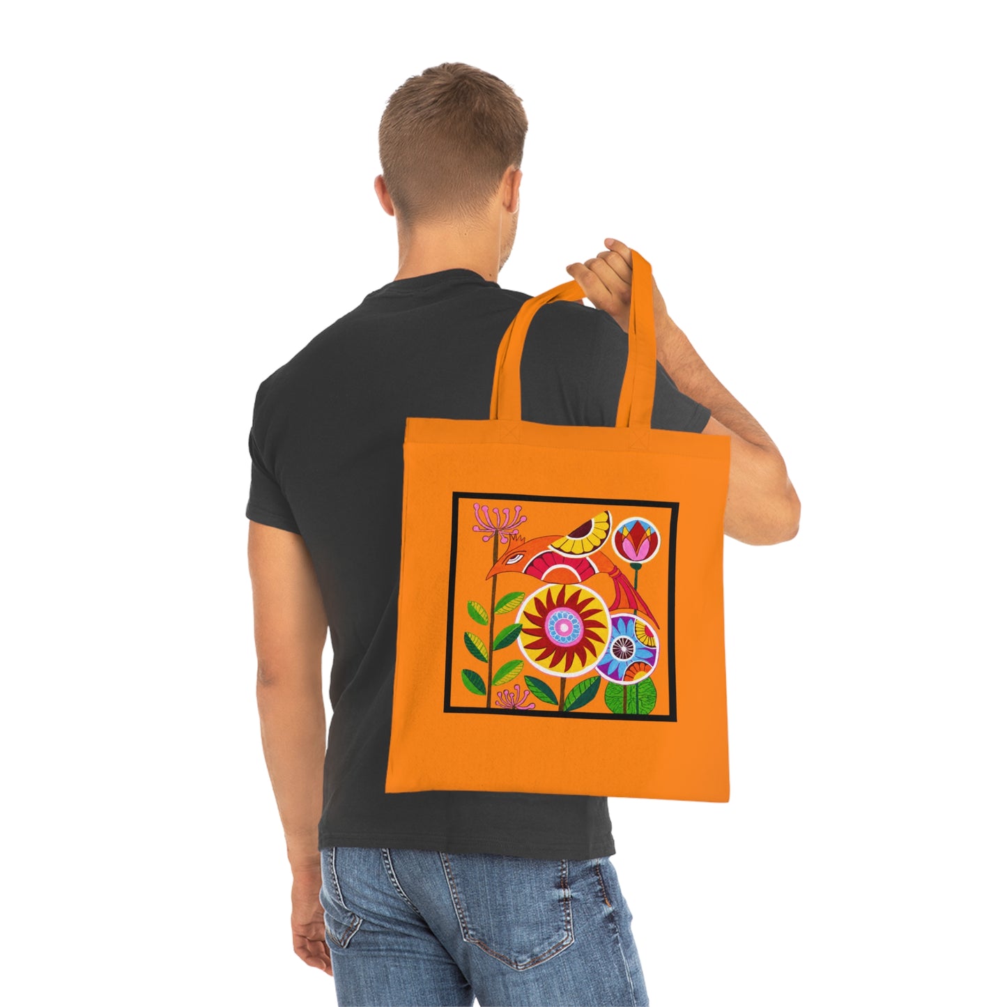 Folk Bird Cotton Tote Bag – Art Print
