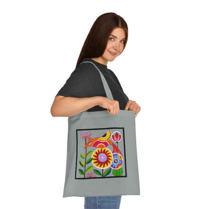 Folk Bird Cotton Tote Bag – Art Print