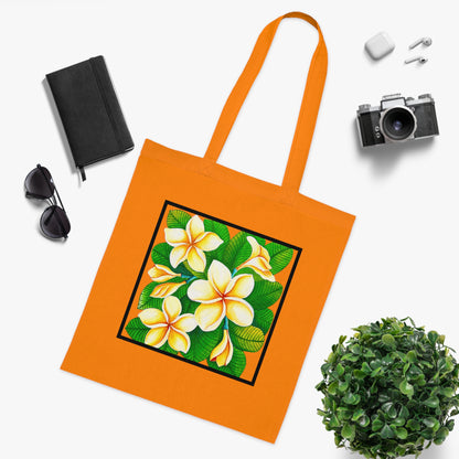 Plumeria Cotton Tote Bag – Art Print