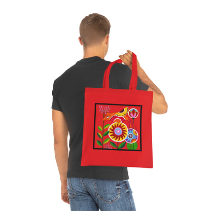 Folk Bird Cotton Tote Bag – Art Print