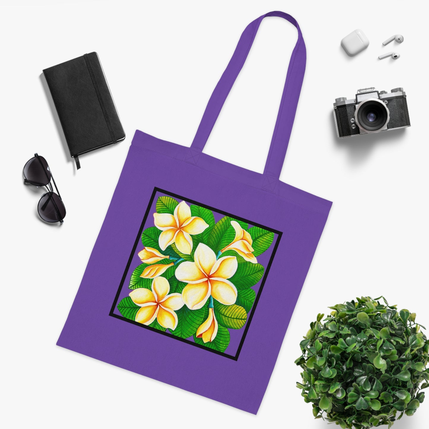 Plumeria Cotton Tote Bag – Art Print