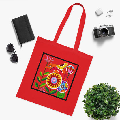 Folk Bird Cotton Tote Bag – Art Print