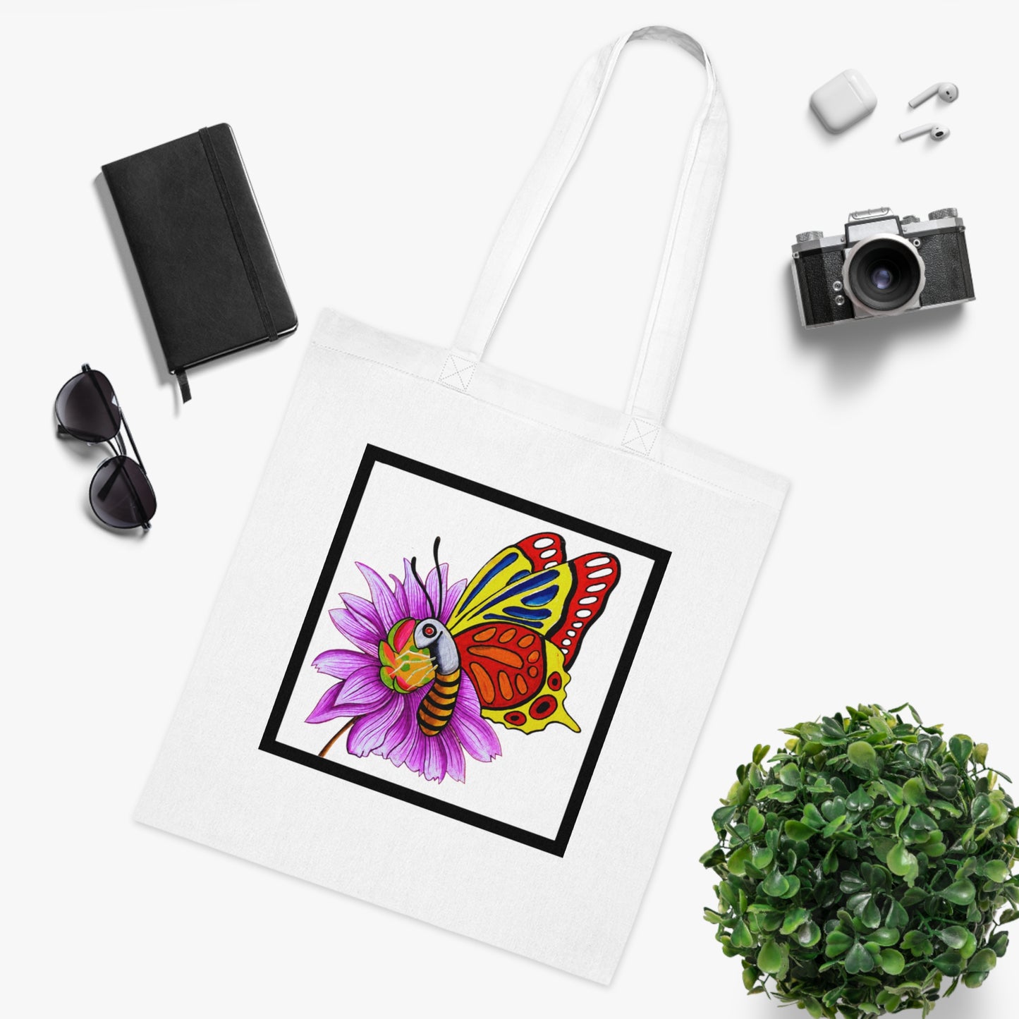 Butterfly Cotton Tote Bag – Art Print