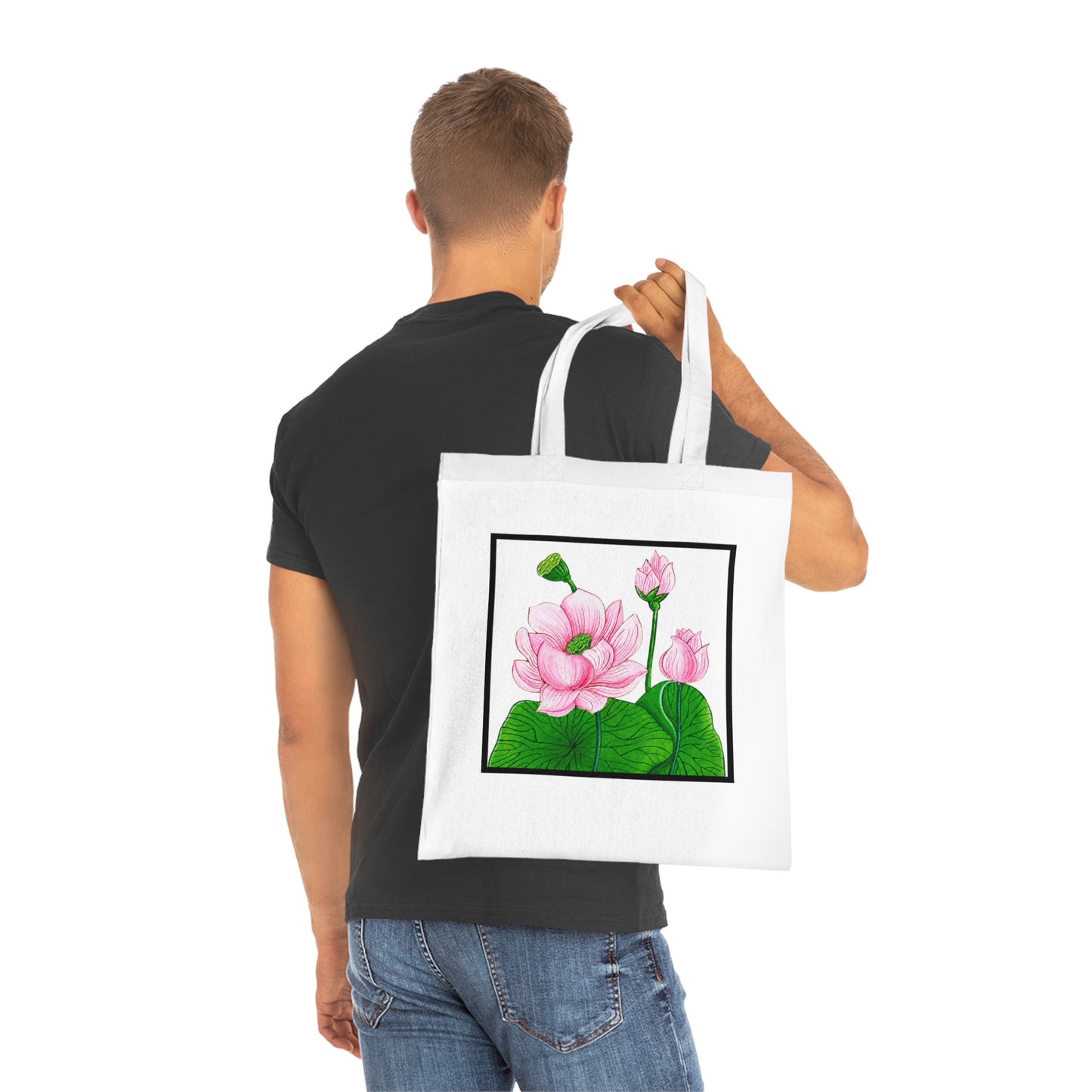 Lotus Cotton Tote Bag – Art Print